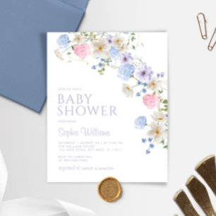 Budget Pastel Wildflower Baby Shower Invitation
