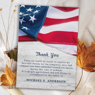 Budget Patriotic US Flag Veteran Funeral Thank You Card