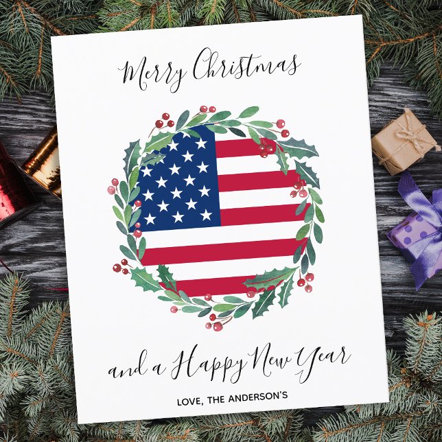 Budget Patriotic USA American Flag Christmas Card (Creator Uploaded)