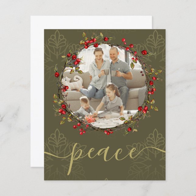 BUDGET Peace Christmas Wreath Photo Template (Front/Back)