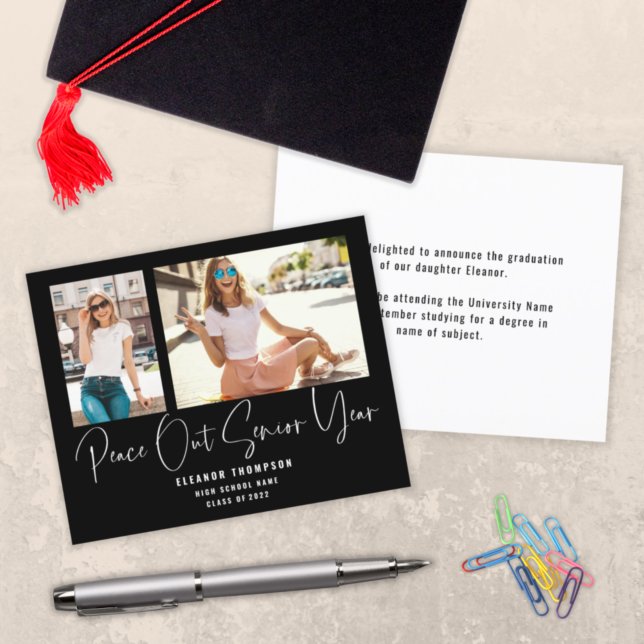 Budget Peace Out 2 Photo 2022 Grad Black Announce (Creator Uploaded)