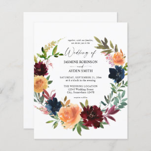Budget Peach, Burgundy & Navy Fall Floral Wedding