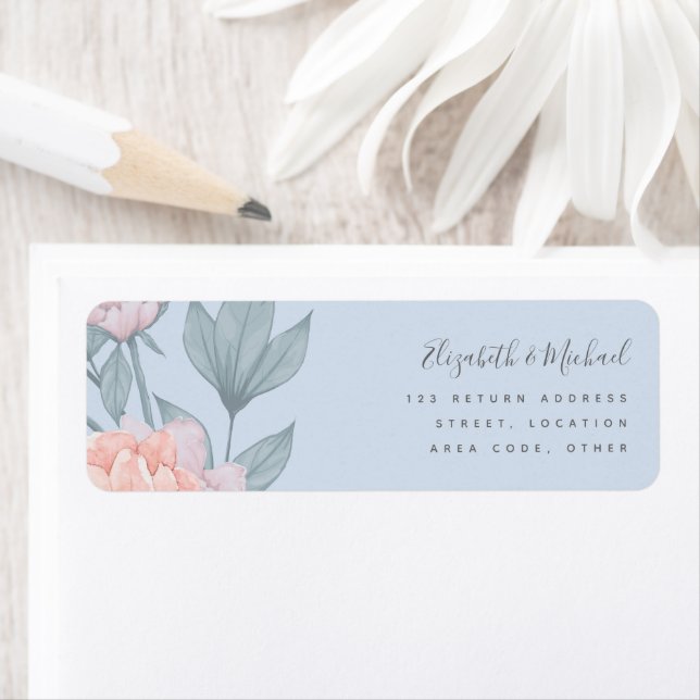 Budget Peach Floral Dusty Blue Sage Leaf Wedding (Insitu)