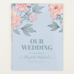 Budget Peach Floral Dusty Blue Sage Leaf Wedding Planner