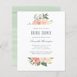 Budget Peach Watercolor Floral Bridal Shower