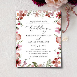 Budget Peach Watercolor Floral Wedding Invitation