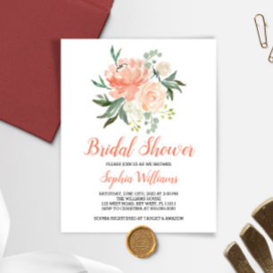 Budget Peaches And Cream Bridal Shower Invitation