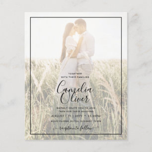 BUDGET Peacock Blue Photo Overlay Wedding Invite Flyer