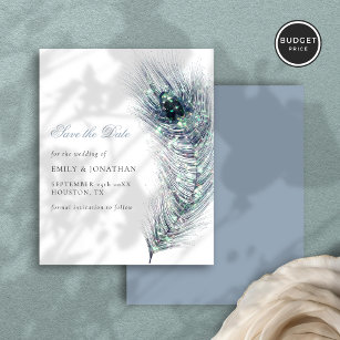 Budget Peacock Feather Wedding Save The Date