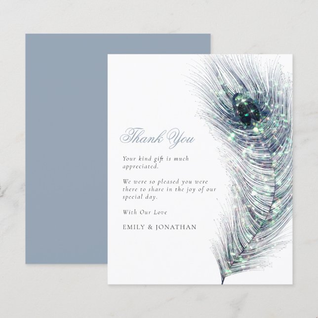 BUDGET Peacock Feather Wedding Thank You (Front/Back)