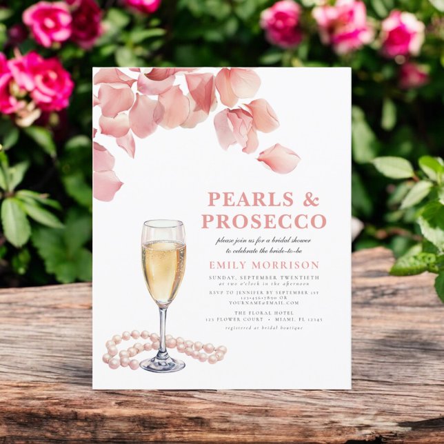 Budget Pearls & Prosecco Bridal Shower Invitation (Creator Uploaded)