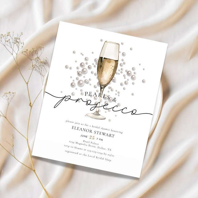 Budget Pearls Prosecco Bridal Shower Invitation Flyer (Creator Uploaded)