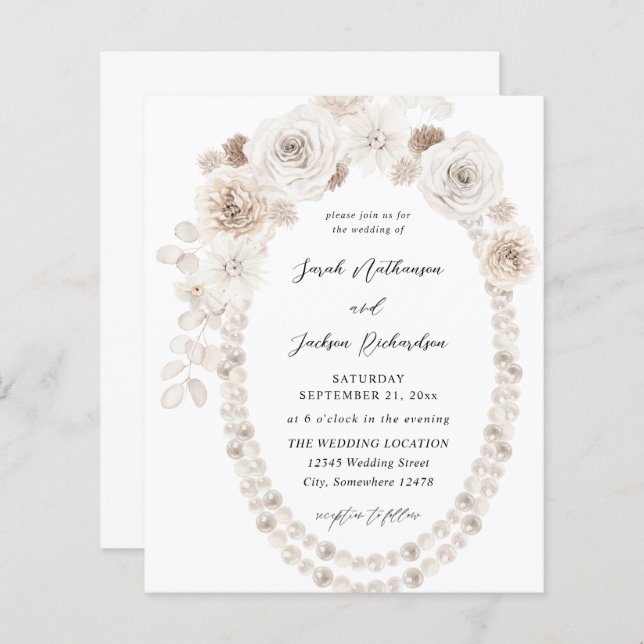 Budget Pearls & White Floral Wedding (Front/Back)