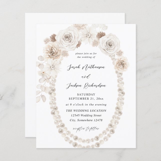 Budget Pearls & White Floral Wedding V2 (Front/Back)