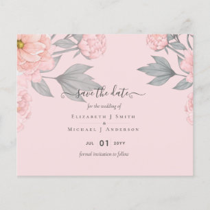 BUDGET PEONIES Pink Sage Peach Wedding Flyer