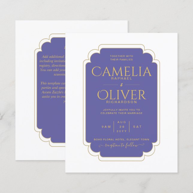 BUDGET Peri Purple Gold MONOCHROME Wedding (Front/Back)