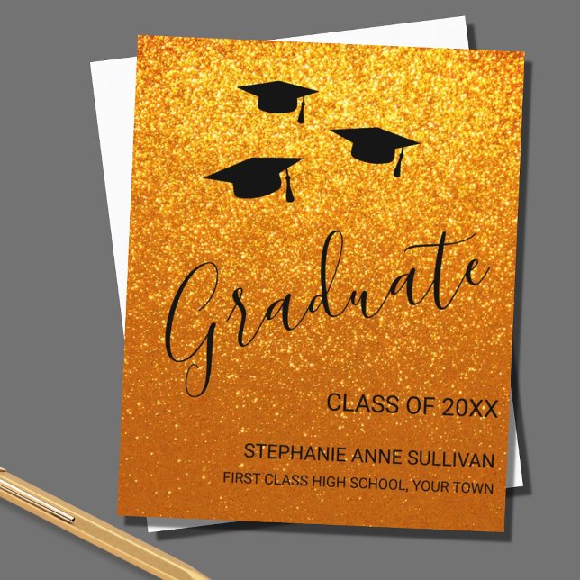 Budget Personalised Gold Glitter Grad Announcment (Creator Uploaded)