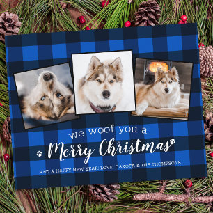 Budget Pet Photo Collage Dog Holiday Blue Plaid