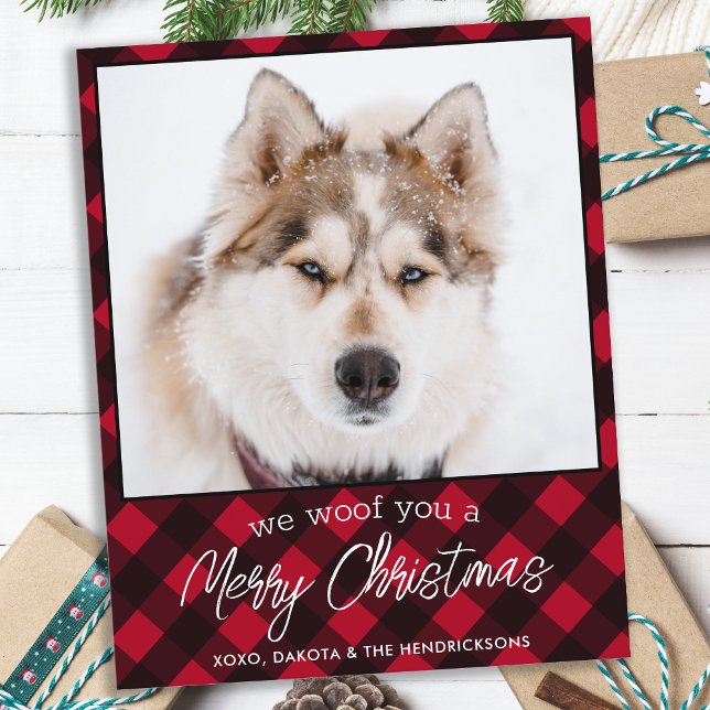 Budget Pet Photo Dog Red Plaid Merry Christmas Car (Creator Uploaded)