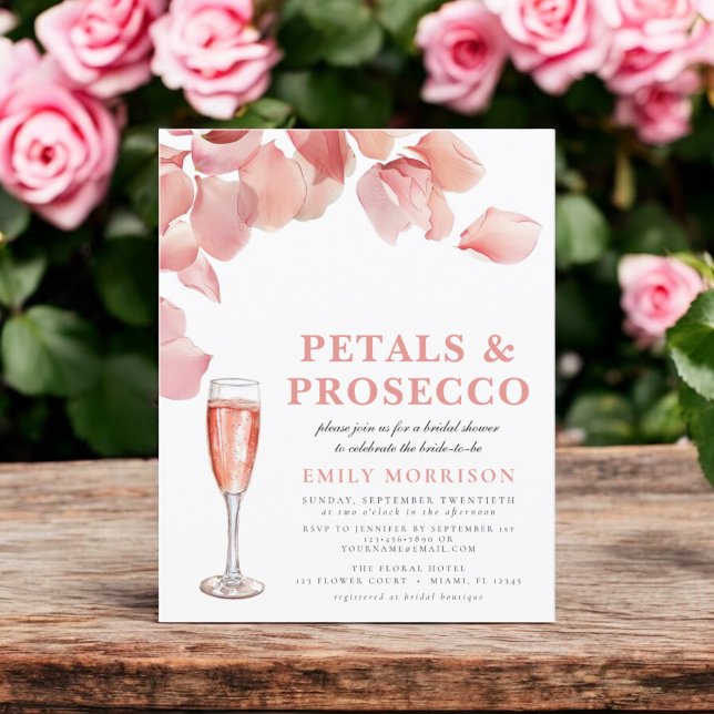 Budget Petals & Prosecco Bridal Shower Invitation (Creator Uploaded)