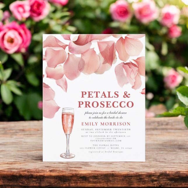 Budget Petals & Prosecco Bridal Shower Invitation (Creator Uploaded)