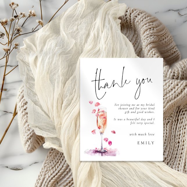 Budget Petals Prosecco Bridal Shower Thank You (Smaller size 4.5 x 5.6" at a budget price )