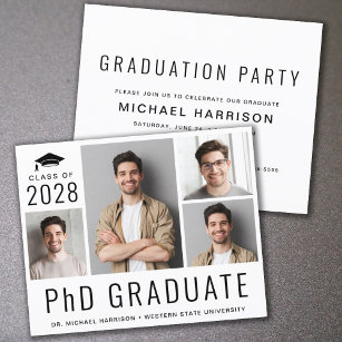 Budget PhD Photo Graduation Party Invitation