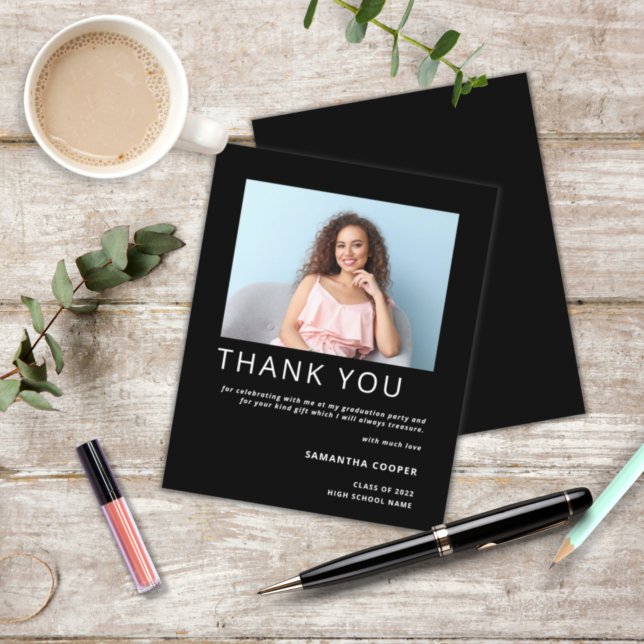 Budget Photo 2022 Graduation Black Thank You (Creator Uploaded)