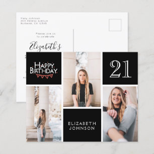 BUDGET Photo 21st Birthday Invitation Postcard