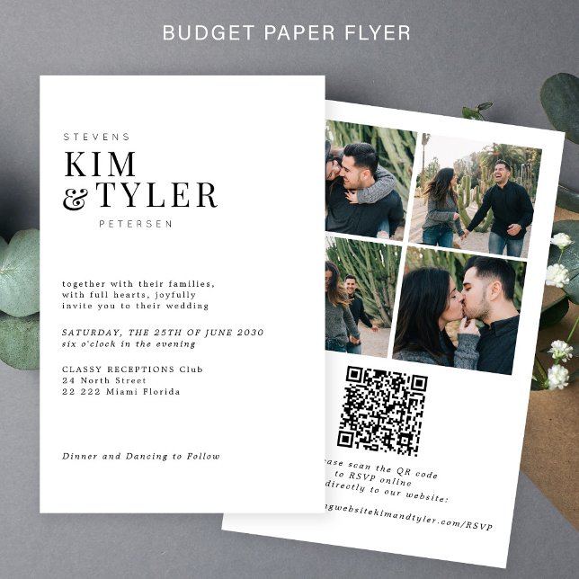 Budget photo all in one QR RSVP wedding Invitation Flyer (Creator Uploaded)