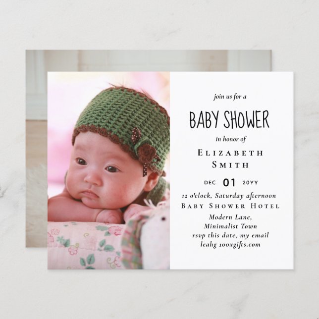 BUDGET Photo Baby Shower Announcement Thank You (Front/Back)