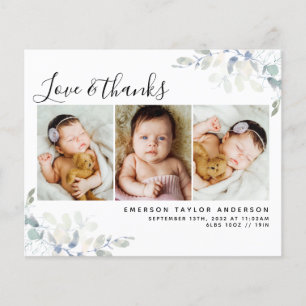 Budget Photo Baby Thank You Card Eucalyptus