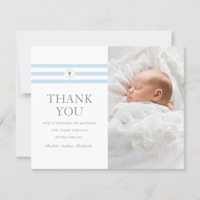 Budget Photo Baptism & Christening Thank You Card (Front)