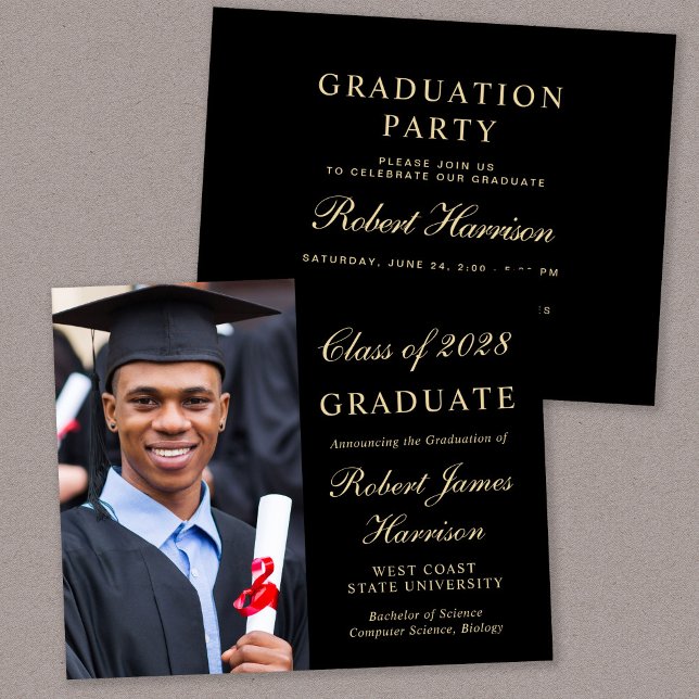 Budget Photo Black College Graduation Party Invite (Creator Uploaded)