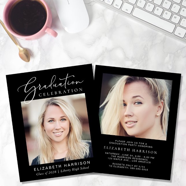 Budget Photo Black Graduation Party Invitation (Creator Uploaded)