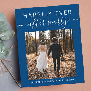 Budget Photo Blue Wedding Reception Invitation