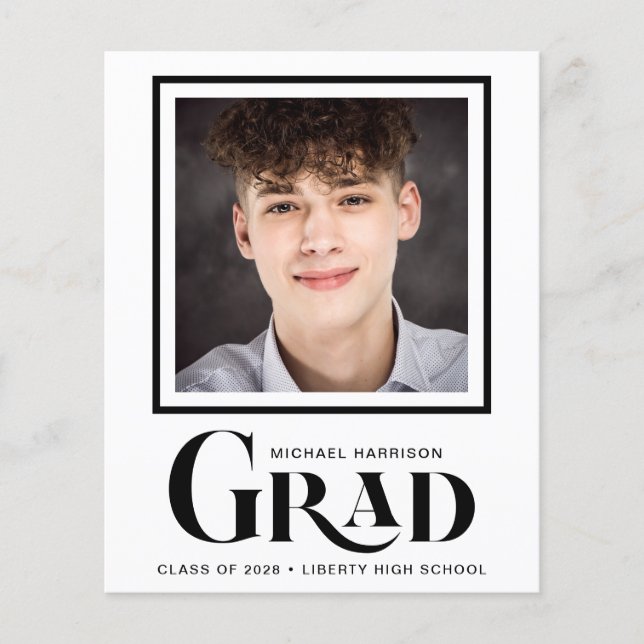 Budget Photo Bold Type Graduation Announcement (Front)