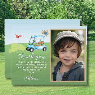 BUDGET Photo Boy Golf Any Year Birthday Thank You Card