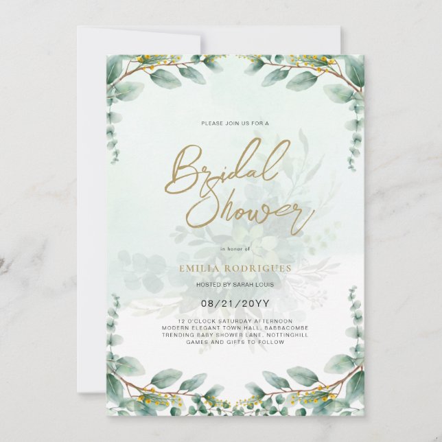 Budget Photo Bridal Shower Invitation Rustic Leaf (Front)