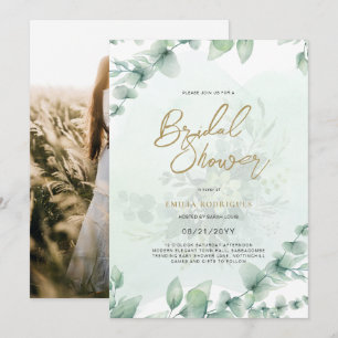 Budget Photo Bridal Shower Invitation Rustic Leaf