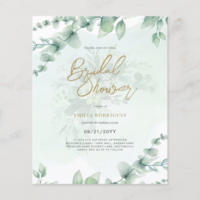 Budget Photo Bridal Shower Invitation Rustic Leaf Flyer (Front)
