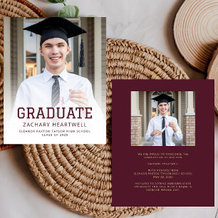 Budget Photo Burgundy Gold Grad Announcement