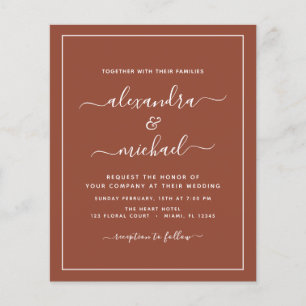 Budget Photo Burnt Orange Terracotta Boho Wedding Flyer