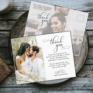 Budget Photo Calligraphy Script Wedding Thank You  Postcard