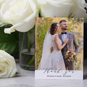 Budget Photo Calligraphy Wedding Thank you Cards