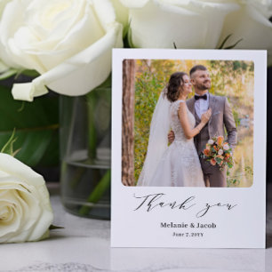 Budget Photo Calligraphy Wedding Thank you Cards