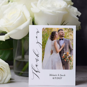 Budget Photo Calligraphy Wedding Thank you Cards