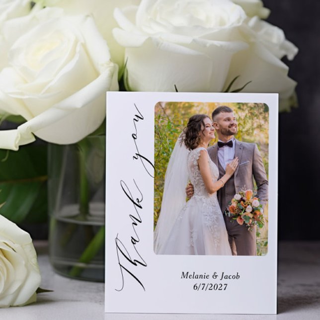 Budget Photo Calligraphy Wedding Thank you Cards (Creator Uploaded)