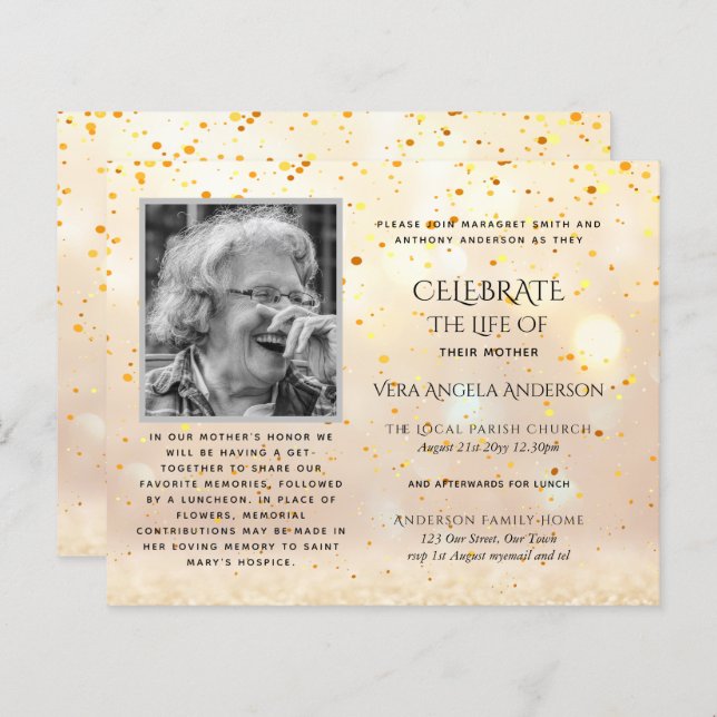 BUDGET PHOTO Celebration of Life INVITATIONS (Front/Back)