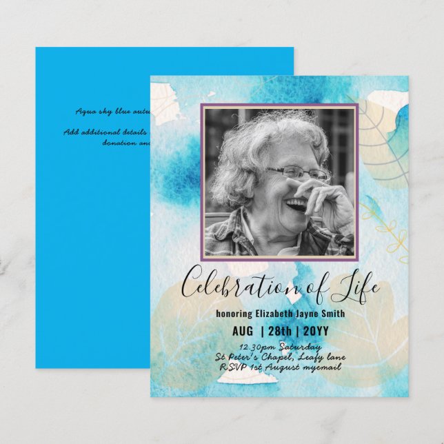 BUDGET PHOTO Celebration of Life INVITATIONS (Front/Back)